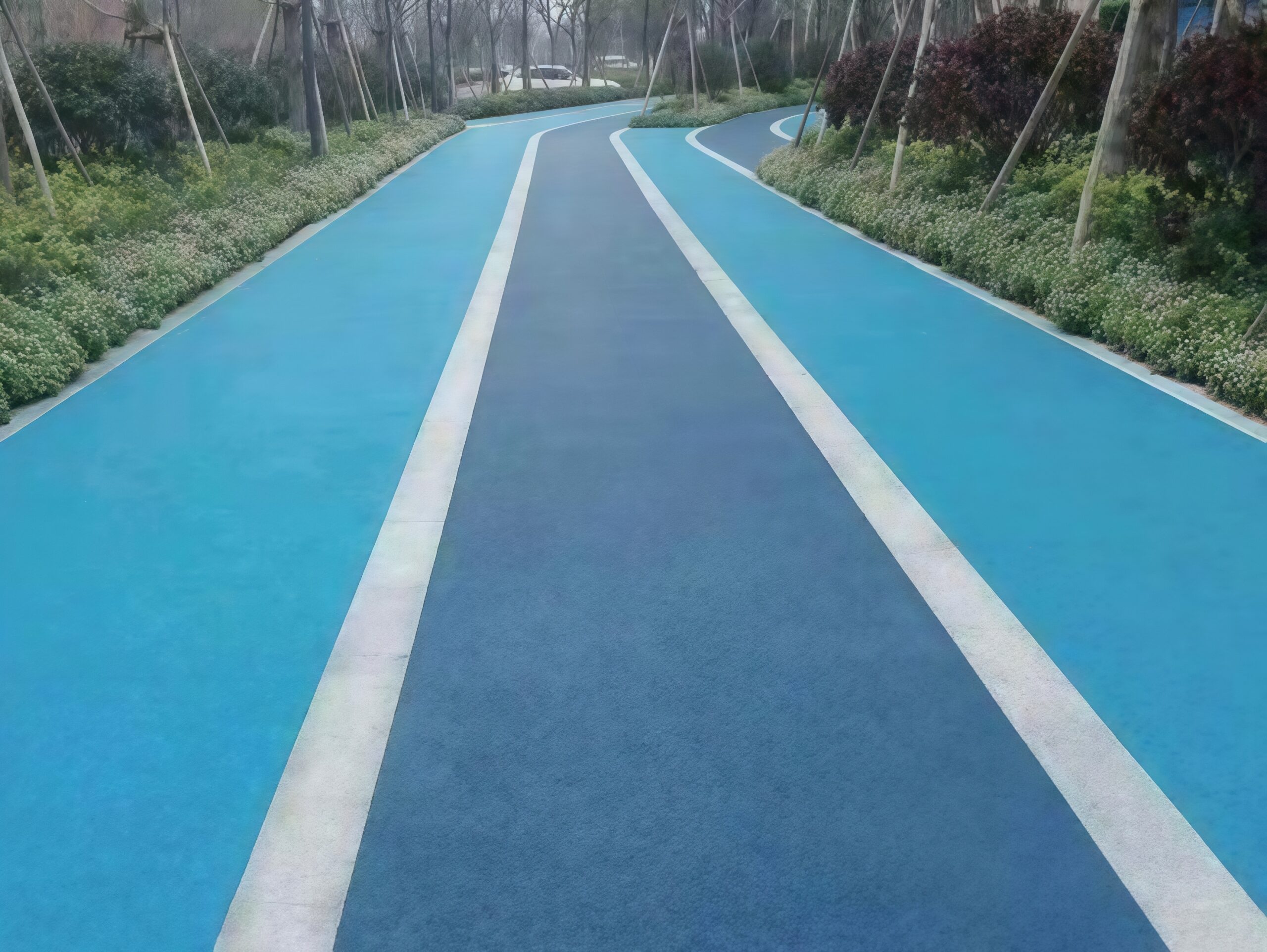 Application site of pervious pavement made of polyurethane gravel mixture