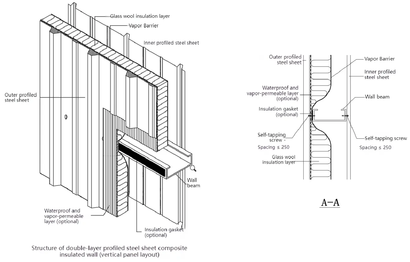 Structure of On-Site Composite Wall (Vertical Arrangement)